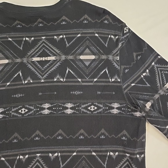 Polo Ralph Lauren Long Sleeve Thermal T-shirt Aztec Print Mens XL Black Gray - Picture 12 of 16